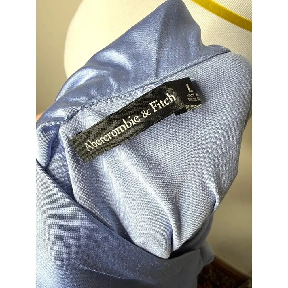 Abercrombie Pale Blue Satin Cowl Back Maxi Dress